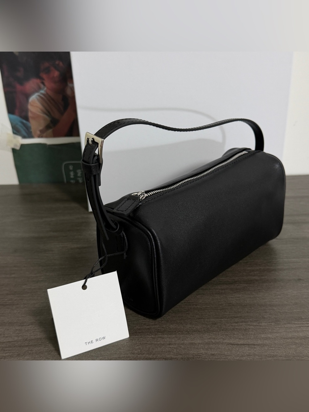 The Row Black Leather Cylinder Pouch with Strap - Picture 3 of 4